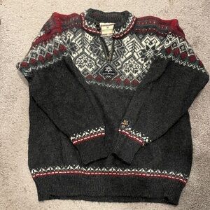 Dale of Norway Charcoal and Crimson Zip-Up Sweater